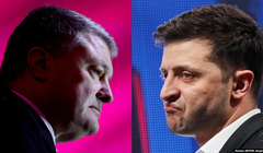 Cựu Tổng thống Ukraine Poroshenko (trái) và đương kim Tổng thống Zelensky đấu đá nhau quyết liệt khiến Mỹ và phương Tây lo lắng (Ảnh: Reuters).