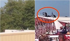 Hình ảnh hai mật vụ nổ súng ngay sau khi ông Trump bị bắn (phải) và thi thể kẻ bắn lén (trái) (Ảnh: ETtoday)