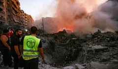 Hiện trường thảm khốc của vụ không kích sát hại thủ lĩnh Hassan Nasrallah của Hezbollah (Ảnh: AFP)