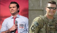 Pete Hegseth khi trong quân ngũ và trong vai trò người dẫn chương trình truyền hình (Ảnh: Sina).