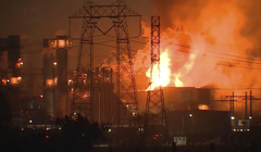 Nhà máy bị cháy dữ dội. Ảnh: Creaders.