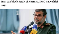 Tướng Alireza Tangesiri, Tư lệnh Hải quân Iran cảnh báo sẽ phong tỏa Eo biển Hormuz. Ảnh: QQnews.