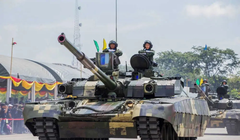 Xe tăng T-84 "Oplot" của Lục quân Thái Lan đã được huy động ra biên giới. Ảnh: Wforum.