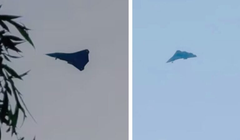 Các bức ảnh lan truyền trên mạng xã hội Trung Quốc chụp chiếc máy bay lạ nghi là mẫu thứ ba mới của dòng tiêm kích thế hệ sáu Trung Quốc đang phát triển. Ảnh: Defence-blog.