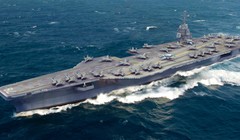 Tàu sân bay hạt nhân Gerald R. Ford”, một biểu tượng sức mạnh của Mỹ có tới hơn 6.500 linh kiện “Made in China”. Ảnh: Wiki.