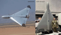 Hai mẫu được cho là bản sao của Shahed-136 đã xuất hiện ở Mỹ: MQM-172 “Arrow” (phải) và LUCAS (trái). Ảnh: Themerge.