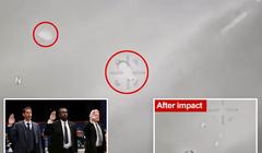 Các nhân chứng tuyên thệ trong cuộc điều trần và hình ảnh trích video vụ máy bay MA-9 phóng tên lửa vào UFO. Ảnh: New York Post.