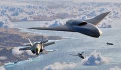 Hình ảnh vi tính mô tả Vectis cùng các UAV phối hợp tác chiến với máy bay F-35. Ảnh: TMZ.