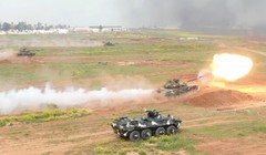 Quân đội Syria và Nga huấn luyện diễn tập chống khủng bố IS. Ảnh video Lực lượng Tiger/quân đội Syria. 