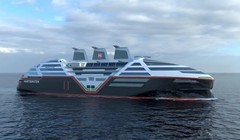 Phác thảo thiết kế tàu ​​du lịch chạy điện năng lượng mặt trời Sea Zero. Ảnh: Hurtigruten