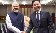 Thủ tướng Singapore Lawrence Wong (bên phải) chào đón Thủ tướng Ấn Độ Narendra Modi vào ngày 5 tháng 9 tại Singapore