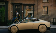 Xe taxi robot của Tesla được trưng bày tại sự kiện ra mắt ở Los Angeles, California (Ảnh: Reuters)