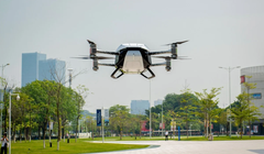 Mẫu ô tô bay Xpeng X2 được chụp ảnh tại Quảng Châu. Ảnh: SCMP