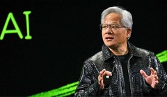 CEO của Nvidia Jensen Huang có bài phát biểu quan trọng tại Triển lãm Điện tử Tiêu dùng ở Las Vegas vào tháng trước. Ảnh: SCMP.