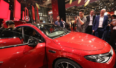 Mẫu xe Mercedes-Benz CLA tại Triển lãm ô tô Thượng Hải vào ngày 23 tháng 4 năm 2025. Ảnh: Xinhua.