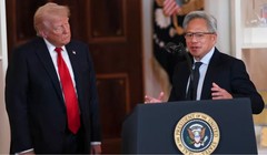 Tổng giám đốc điều hành Nvidia Jensen Huang phát biểu tại sự kiện "Đầu tư vào nước Mỹ". Ảnh: Nikkei Asia.