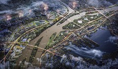 Phối cảnh dự án đại lộ và cảnh quan ven sông Hồng.