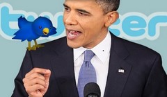 Cựu Tổng thống Mỹ Barak Obama với biểu tượng của Twitter