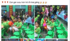 Con gái rượu hớn hở đi khai giảng