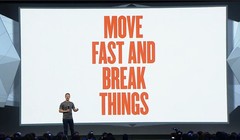 Mark Zuckerberg với slogan "di chuyển nhanh và quét thật sạch".