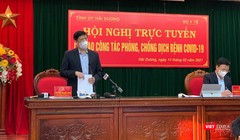 Bộ trưởng Nguyễn Thanh Long cùng Bí thư Tỉnh uỷ Hải Dương Phạm Xuân Thăng chủ trì hội nghị trực tuyến tại vùng dịch Hải Dương.