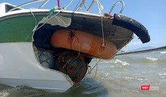 Hiện trường vụ tai nạn chìm tàu cao tốc mang số hiệu QNa1152 tại biển Cửa Đại (Hội An, Quảng Nam) khiến 17 người chết