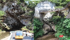 Cổng trời hay còn gọi là Hang Gợp tại khu du lịch Cổng trời Đông Giang (Quảng Nam) trước khi được đầu tư (ảnh nhỏ) và hiện tại