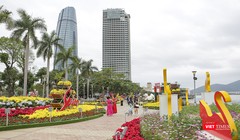 Đường hoa xuân Bạch Đằng (Đà Nẵng), đoạn tại cầu Chữ T