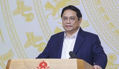 Thủ tướng Phạm minh Chính phát biểu tại hội nghị (Ảnh VGP/ Nhật Bắc)