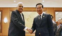 Chủ tịch nước Võ Văn Thưởng gặp Tổng thống Sri Lanka Ranil Wickremesinghe. (Ảnh: Tiến Trung/TTXVN)