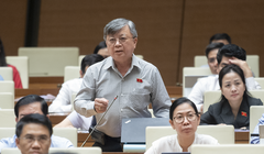 Đại biểu Trương Trọng Nghĩa - Đoàn ĐBQH TP HCM - nêu ý kiến thảo luận nội dung liên quan đến sách giáo khoa. (ảnh quochoi.vn)