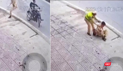 Hiện trường vụ việc Thiếu tá N.X.C - Cán bộ Đội CSGT - TT, Công an huyện Hưng Nguyên, Nghệ An bị tông gãy chân.