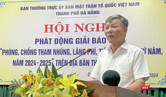 Ông Lê Văn Trung, Chủ tịch Uỷ ban MTTQ Việt Nam TP Đà Nẵng phát biểu tại Hội nghị phát động “Giải báo chí phòng, chống tham nhũng, lãng phí, tiêu cực lần thứ 5, năm 2024-2025”.