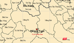 Vị trí liên tiếp xảy ra động đất ở Quảng Ngãi. Ảnh: Viện Vật lý địa cầu Việt Nam