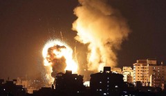 Israel pháo kích vào dải Gaza để trả đũa Hamas bắn rocket vào lãnh thổ nước này ngày 12/5/2021. Ảnh: AFP