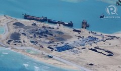 Hình ảnh mới nhất cho thấy công trình cải tạo đất đai của Trung Quốc trên bãi đá Chữ Thập tiến triển rất nhanh. Ảnh: Rappler (Philippines)