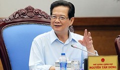 Thủ tướng Nguyễn Tấn Dũng chủ trì buổi làm việc với các bộ, ngành về cải cách thủ tục hành chính trong lĩnh vực thuế và BHXH. Ảnh: TTXVN