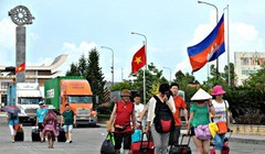 Một cửa khẩu biên giới Việt Nam-Campuchia - Ảnh: AFP V