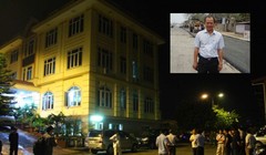 Lực lượng cảnh sát phong tỏa Công ty TNHH Đại An vào đêm 13.8.2014; Trùm xã hội đen Minh “Sâm” (ảnh nhỏ) - Ảnh: Hoàng Anh