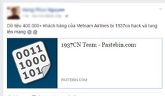 Dữ liệu khách hàng của Vietnam Airlines bị tung lên mạng chiều nay.