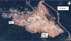 Hình ảnh vệ tinh cho thấy 10 bãi đáp trực thăng trên đảo Nam Kỷ. Ảnh: Airbus DS/IHS Jane's.