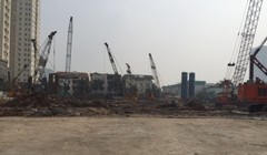 Dự án chung cư Vimeco đang làm tường vây, khoan cọc.