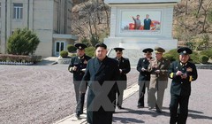 Nhà lãnh đạo Triều Tiên Kim Jong-Un thăm quân đội Triều Tiên. (Nguồn: AFP/TTXVN)