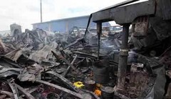 Nhà xưởng bị thiệt hại nặng nề sau vụ hỏa hoạn.