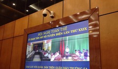 Giao lưu trực tuyến với quân, dân trên hai đảo Trường Sa và đảo Sinh Tồn thuộc quần đảo Trường Sa qua vệ tinh VINASAT-1