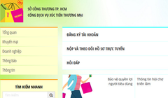Giao diện trang đăng ký trực tuyến chương trình khuyến mại do Sở Công thương TP.HCM cung cấp.