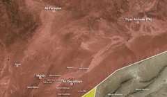 Bản đồ khu vực chiến sự gần thành phố cổ quân đội Syria, IS, tỉnh Homs, thành phố cổ al- Qaryatayn, tỉnh Homs