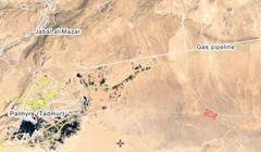 Bản đồ ngã tư Talilah gần ngã tư trên sa mạc tỉnh Homs