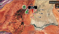 Bàn đồ trận chiến giành thị trấn Hurayrah, ngoại ô Damascus mở rộng