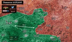 Bản đồ chiến sự vùng Đông Ghouta ngày 21.08.2016